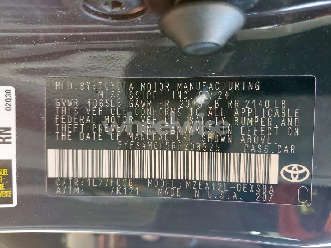 Photo 10 of 2024 TOYOTA COROLLA SE (VIN 5YFS4MCE5RP208325)