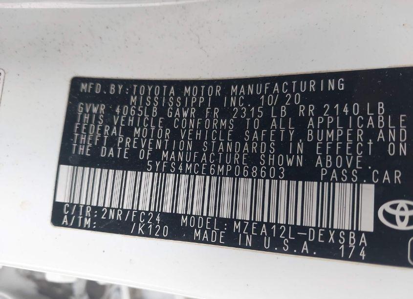 Photo 9 of 2021 Toyota Corolla SE APEX EDITION (VIN 5YFS4MCE6MP068603)