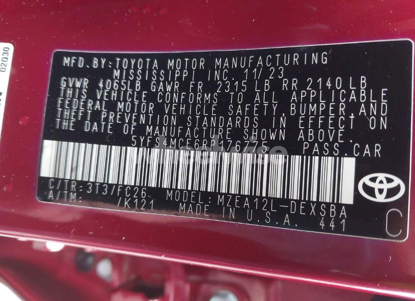 Photo 9 of 2024 Toyota Corolla SE (VIN 5YFS4MCE6RP176775)