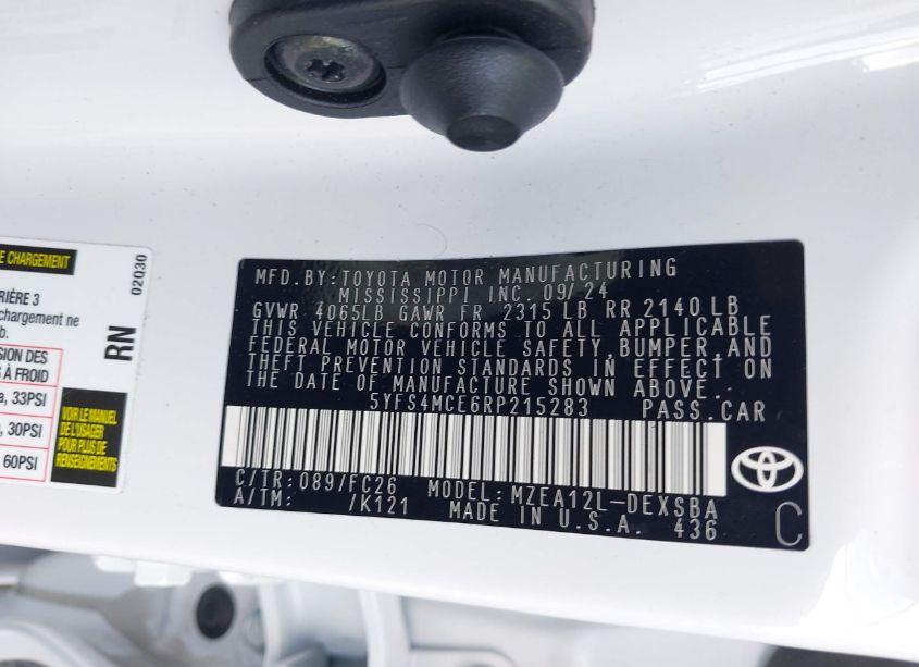 Photo 9 of 2024 Toyota Corolla SE (VIN 5YFS4MCE6RP215283)