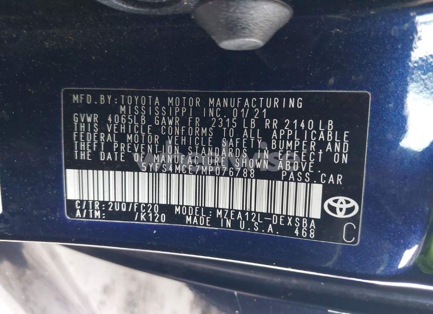 Photo 9 of 2021 Toyota Corolla SE (VIN 5YFS4MCE7MP076788)