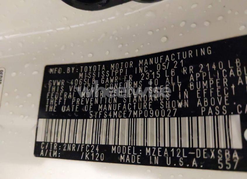 Photo 9 of 2021 Toyota Corolla SE APEX EDITION (VIN 5YFS4MCE7MP090027)