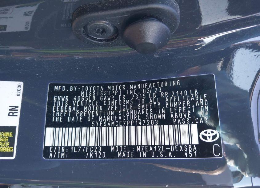 Photo 9 of 2023 Toyota Corolla SE (VIN 5YFS4MCE7PP147203)