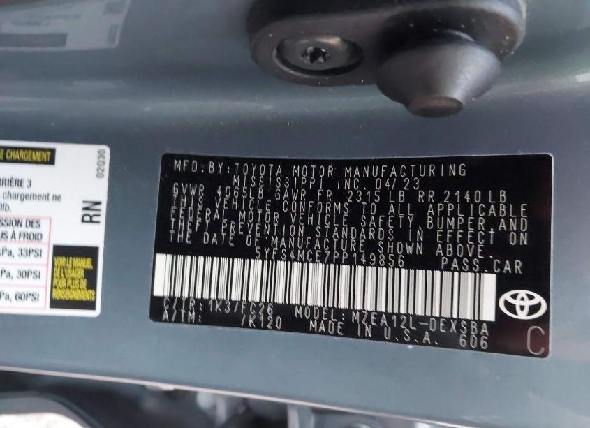 Photo 9 of 2023 Toyota Corolla SE (VIN 5YFS4MCE7PP149856)