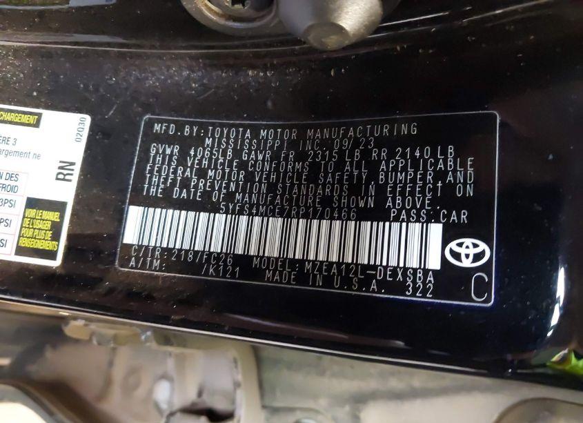 Photo 9 of 2024 Toyota Corolla SE (VIN 5YFS4MCE7RP170466)