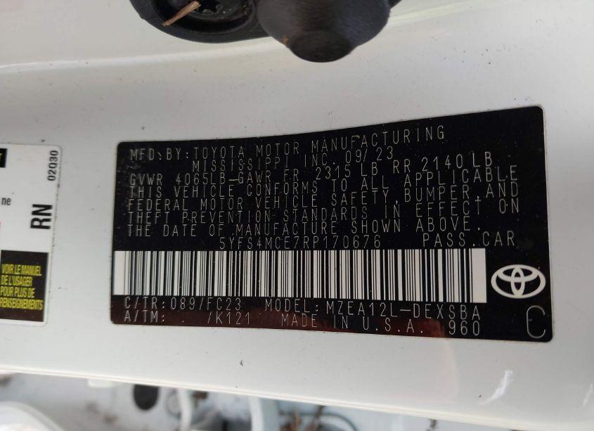 Photo 9 of 2024 Toyota Corolla SE (VIN 5YFS4MCE7RP170676)