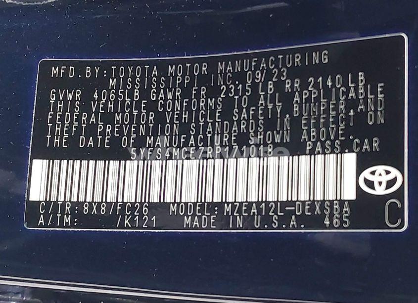 Photo 9 of 2024 Toyota Corolla SE (VIN 5YFS4MCE7RP171018)