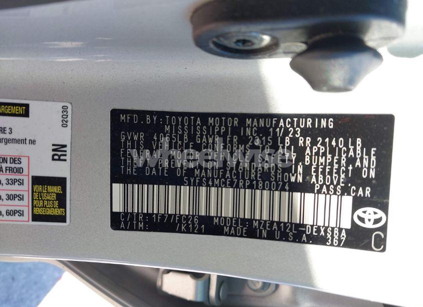 Photo 9 of 2024 Toyota Corolla SE (VIN 5YFS4MCE7RP180074)