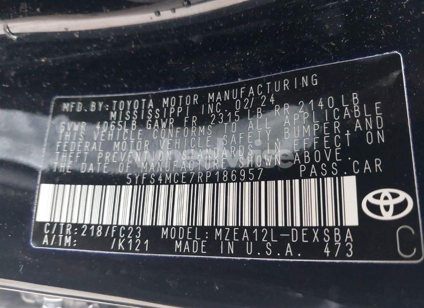 Photo 9 of 2024 Toyota Corolla SE (VIN 5YFS4MCE7RP186957)