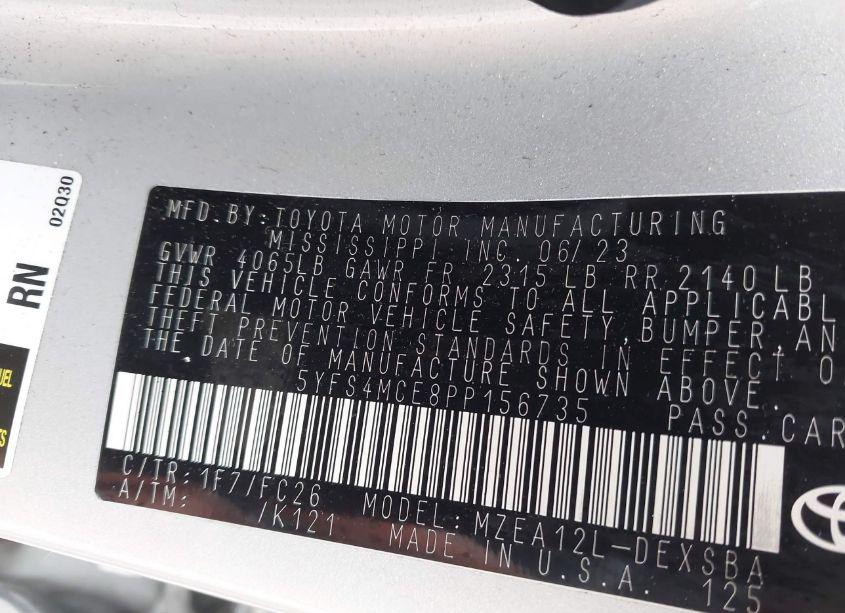 Photo 9 of 2023 Toyota Corolla SE (VIN 5YFS4MCE8PP156735)