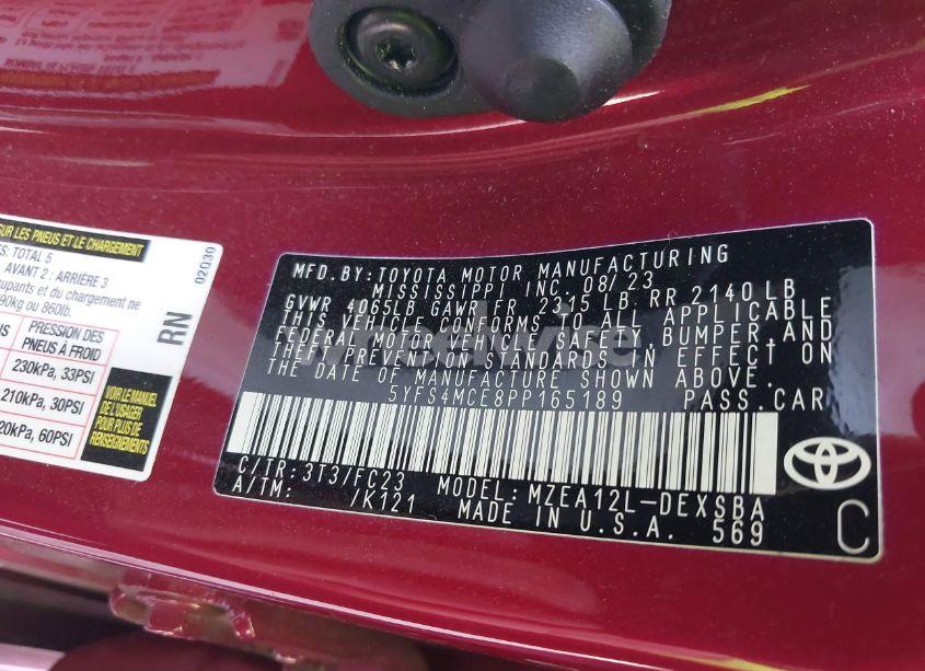 Photo 9 of 2023 Toyota Corolla SE (VIN 5YFS4MCE8PP165189)