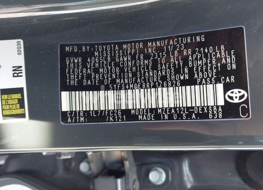 Photo 9 of 2024 Toyota Corolla SE (VIN 5YFS4MCE8RP176826)