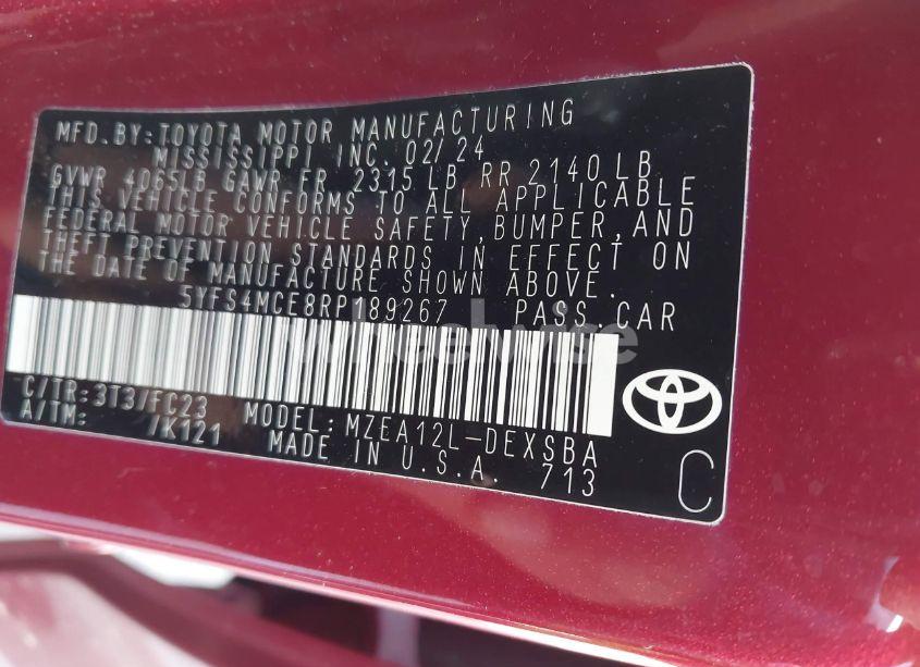 Photo 9 of 2024 Toyota Corolla SE (VIN 5YFS4MCE8RP189267)