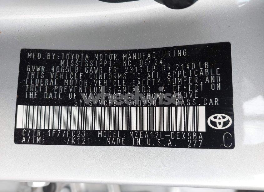 Photo 9 of 2024 Toyota Corolla SE (VIN 5YFS4MCE8RP203250)