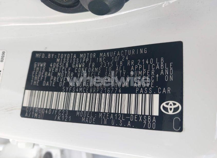 Photo 9 of 2024 Toyota Corolla SE (VIN 5YFS4MCE8RP216774)