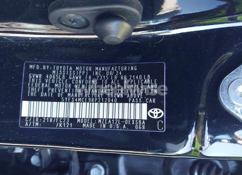 Photo 9 of 2024 Toyota Corolla SE (VIN 5YFS4MCE9RP212040)