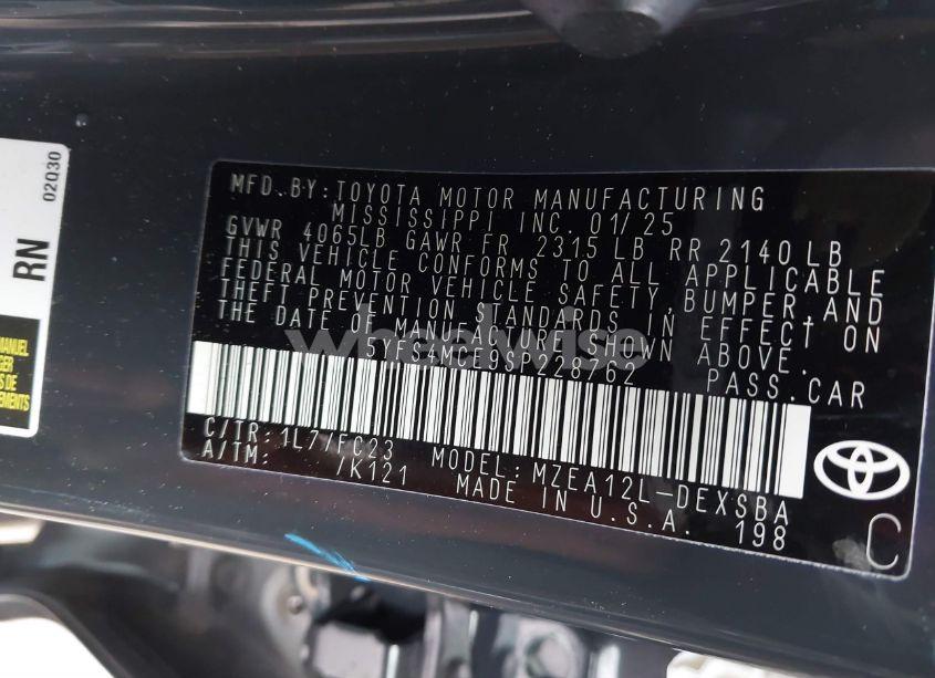 Photo 9 of 2025 Toyota Corolla SE (VIN 5YFS4MCE9SP228762)