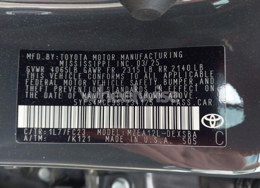 Photo 9 of 2025 Toyota Corolla SE (VIN 5YFS4MCE9SP234125)