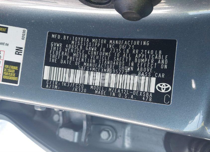 Photo 9 of 2021 Toyota Corolla SE (VIN 5YFS4MCEXMP095271)