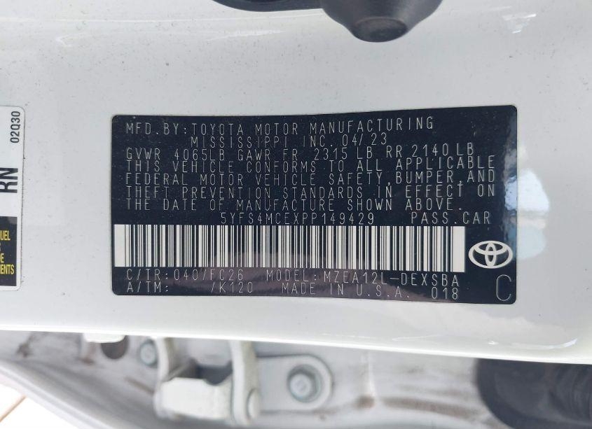 Photo 9 of 2023 Toyota Corolla SE (VIN 5YFS4MCEXPP149429)