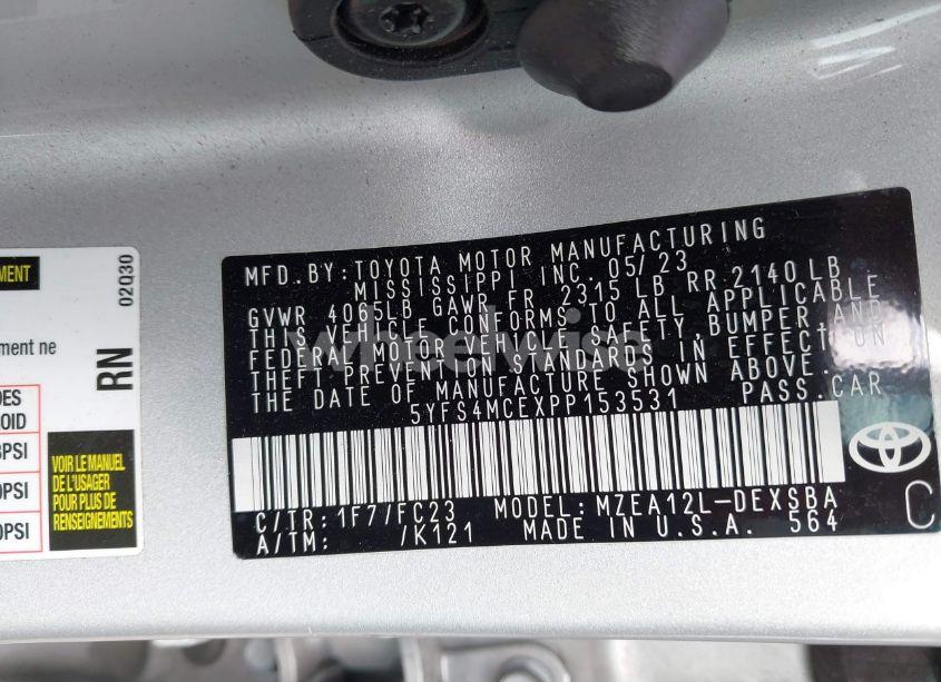 Photo 9 of 2023 Toyota Corolla SE (VIN 5YFS4MCEXPP153531)