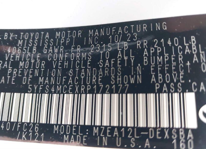 Photo 16 of 2024 Toyota Corolla SE (VIN 5YFS4MCEXRP172177)