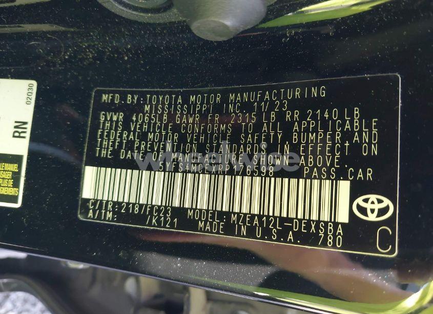 Photo 9 of 2024 Toyota Corolla SE (VIN 5YFS4MCEXRP176598)