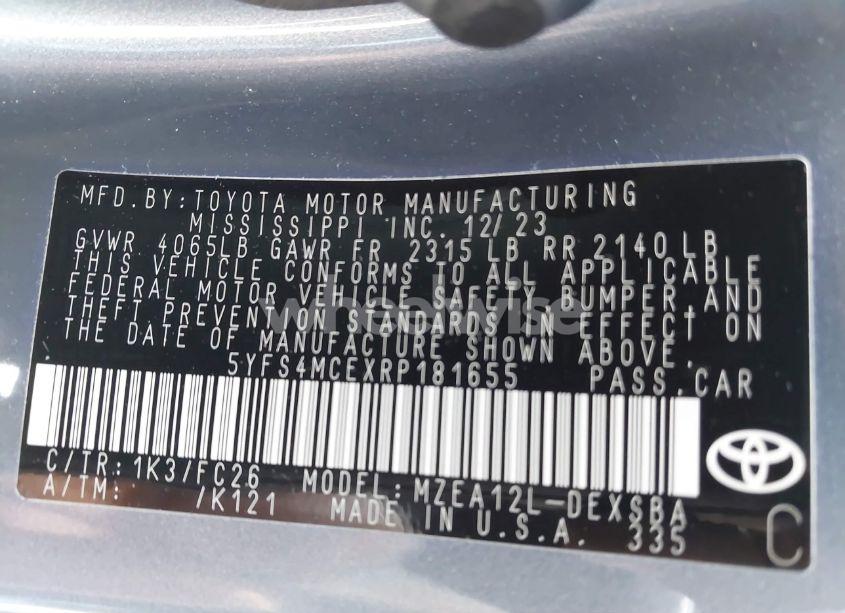 Photo 9 of 2024 Toyota Corolla SE (VIN 5YFS4MCEXRP181655)