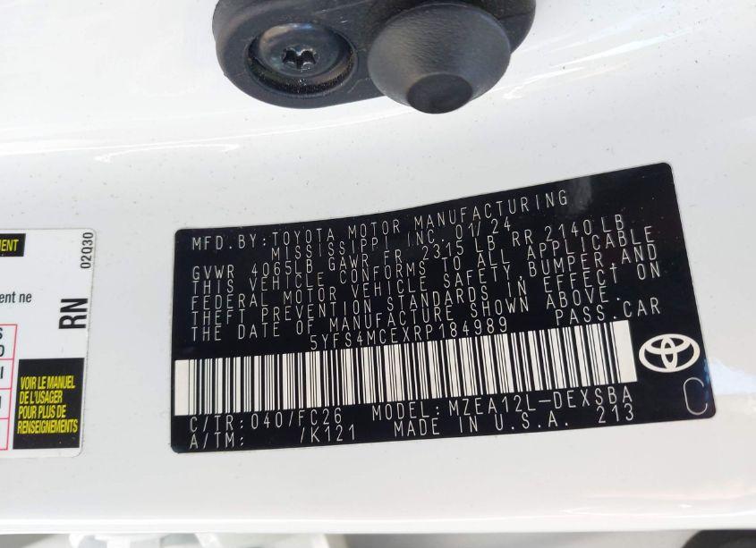 Photo 9 of 2024 Toyota Corolla SE (VIN 5YFS4MCEXRP184989)