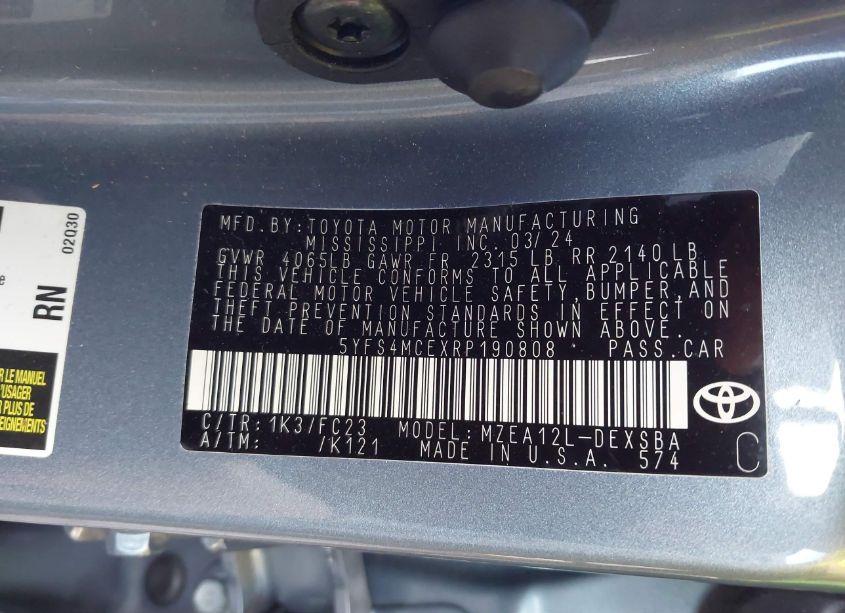 Photo 9 of 2024 Toyota Corolla SE (VIN 5YFS4MCEXRP190808)