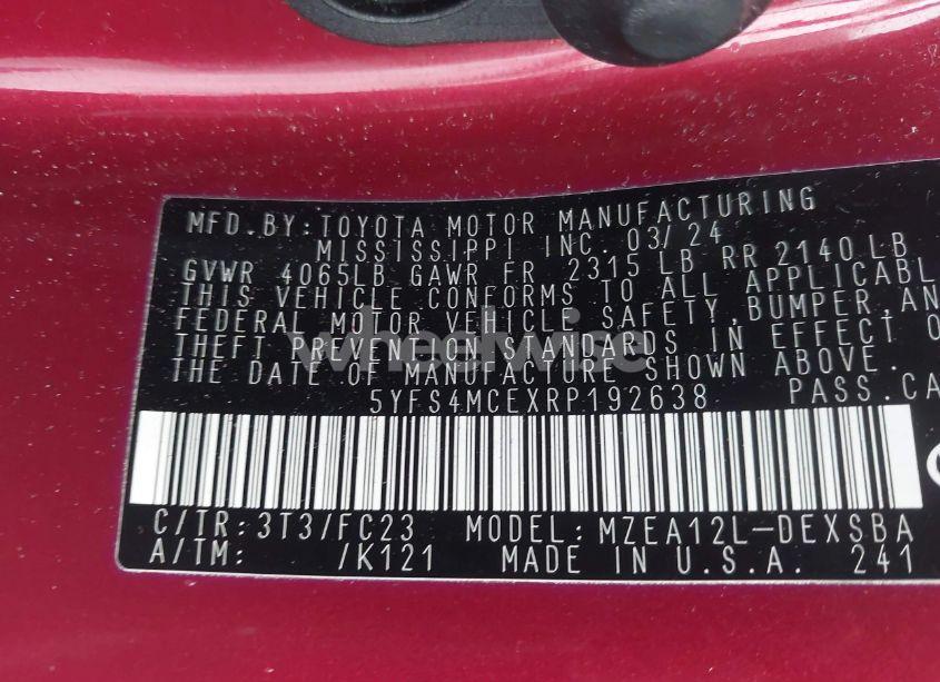 Photo 9 of 2024 Toyota Corolla SE (VIN 5YFS4MCEXRP192638)