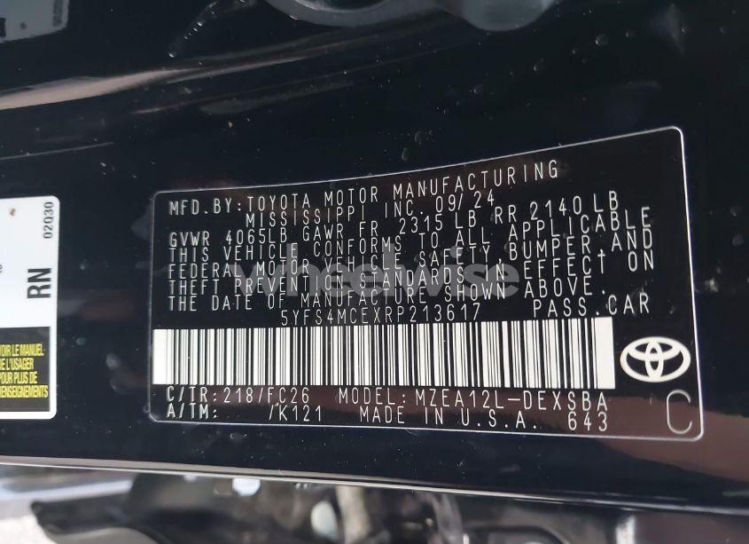 Photo 9 of 2024 Toyota Corolla SE (VIN 5YFS4MCEXRP213617)