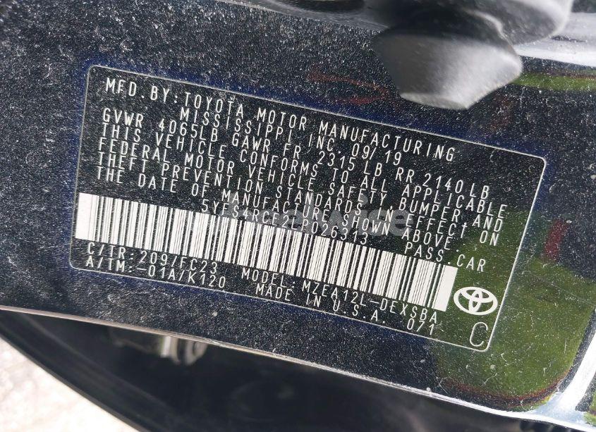 Photo 9 of 2020 Toyota Corolla SE (VIN 5YFS4RCE2LP026313)