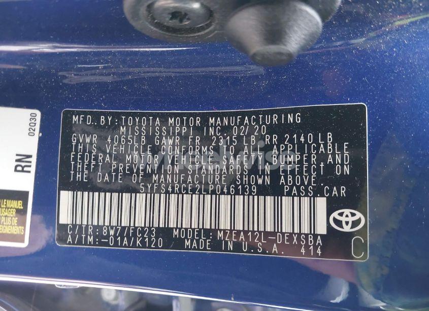 Photo 9 of 2020 Toyota Corolla SE (VIN 5YFS4RCE2LP046139)