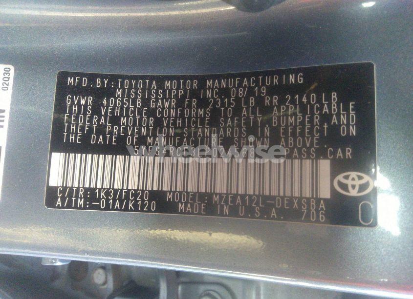 Photo 9 of 2020 Toyota Corolla (VIN 5YFS4RCE3LP024568)