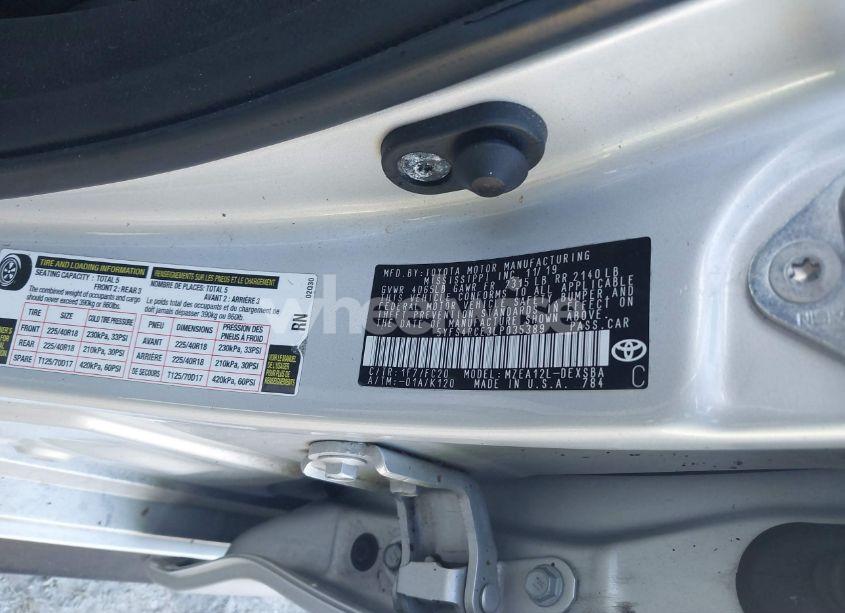 Photo 9 of 2020 Toyota Corolla SE NIGHTSHADE EDITION (VIN 5YFS4RCE3LP035389)