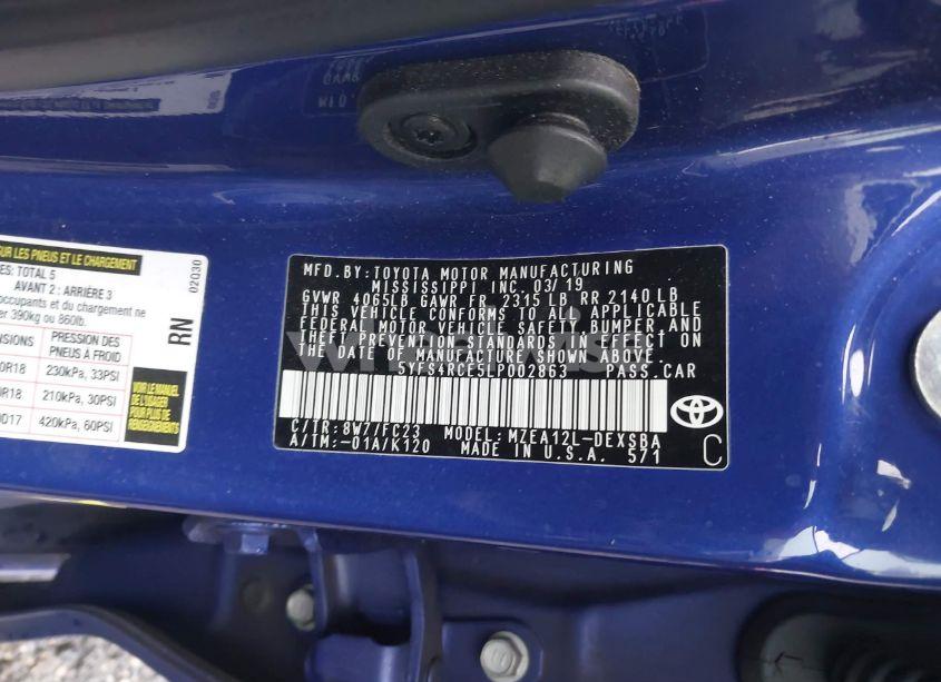 Photo 9 of 2020 Toyota Corolla SE (VIN 5YFS4RCE5LP002863)