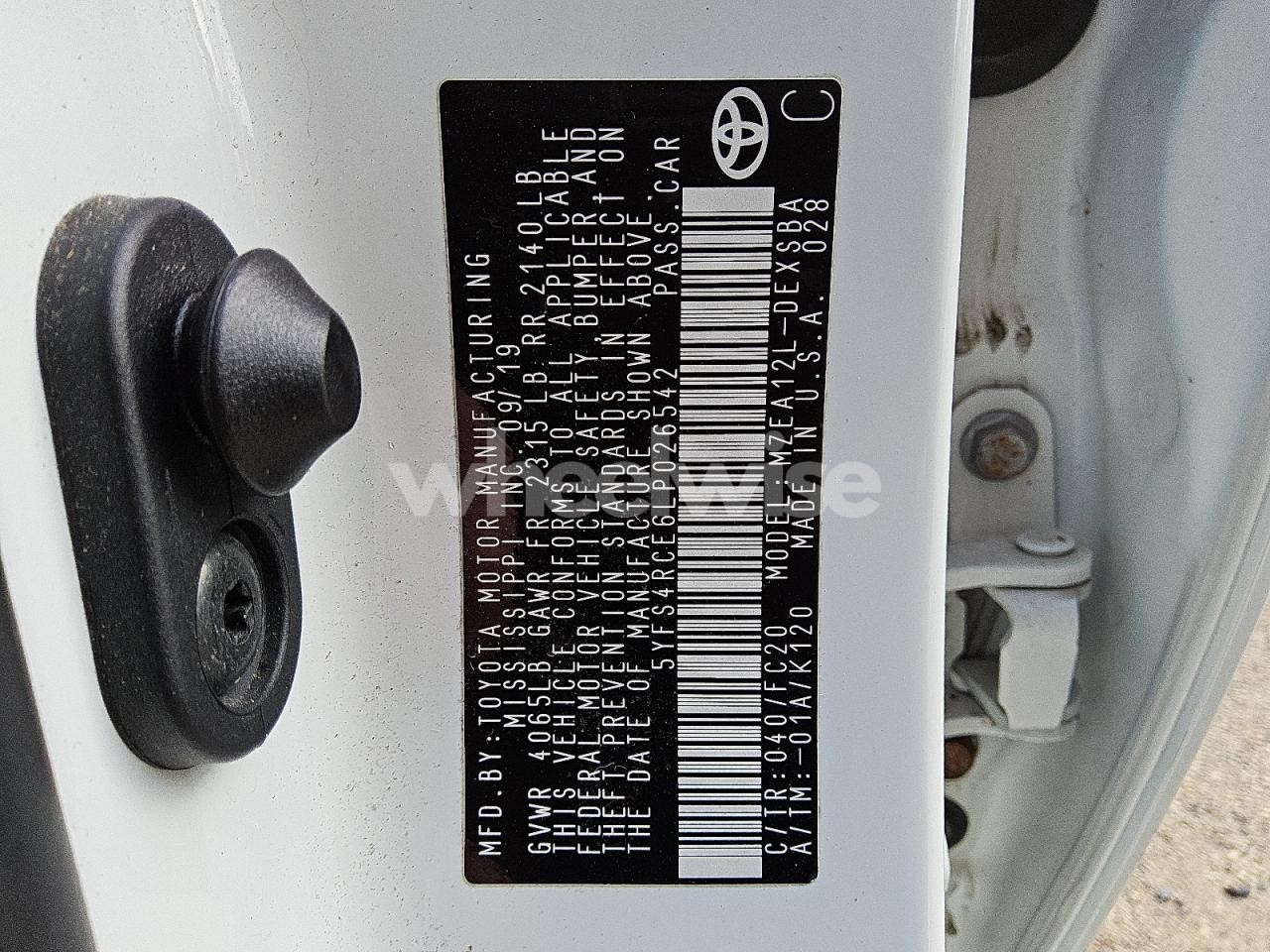 Photo 12 of 2020 TOYOTA COROLLA SE (VIN 5YFS4RCE6LP026542)