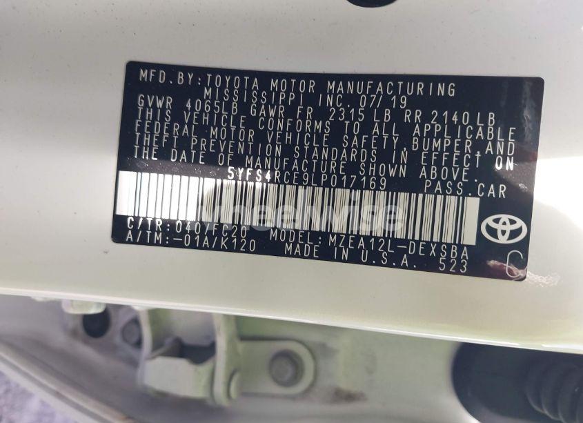 Photo 9 of 2020 Toyota Corolla SE (VIN 5YFS4RCE9LP017169)