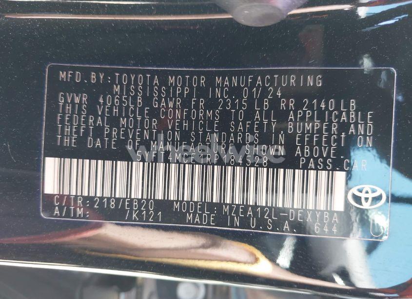 Photo 9 of 2024 Toyota Corolla XSE (VIN 5YFT4MCE1RP184528)