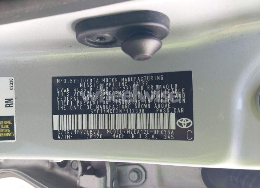 Photo 9 of 2022 Toyota Corolla XSE (VIN 5YFT4MCE3NP112398)