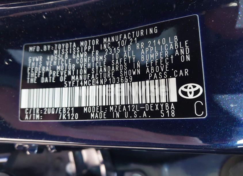 Photo 9 of 2022 Toyota Corolla XSE (VIN 5YFT4MCE4NP103659)