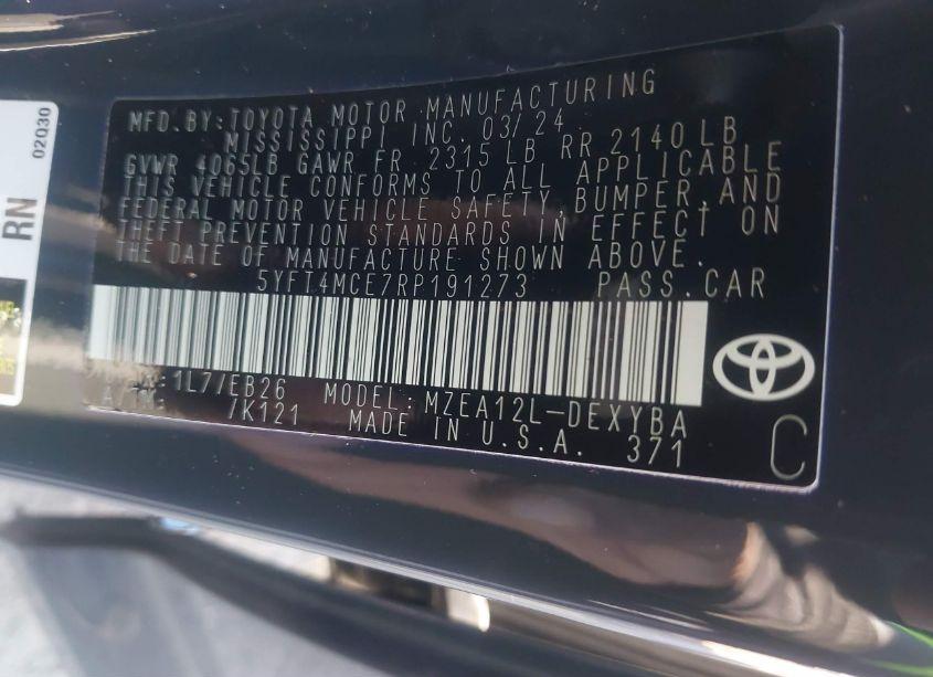 Photo 9 of 2024 Toyota Corolla XSE (VIN 5YFT4MCE7RP191273)