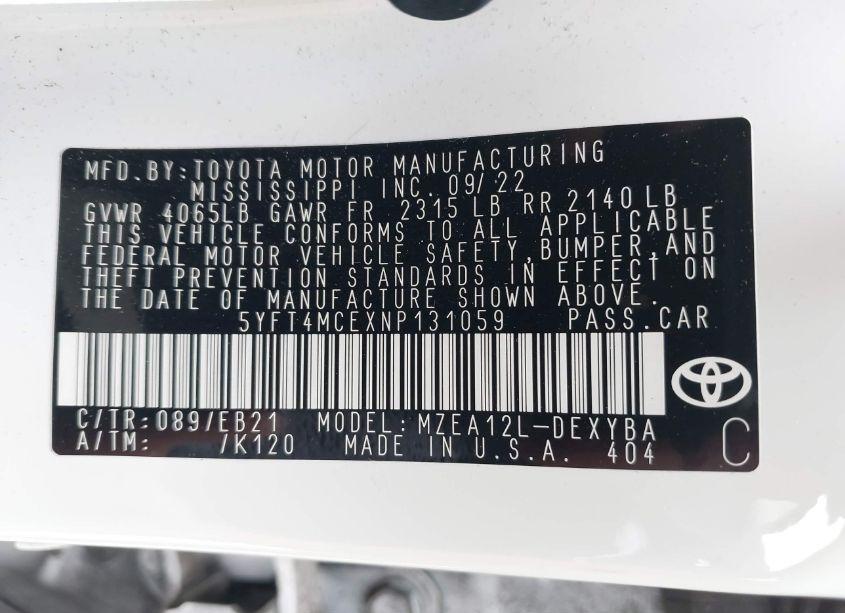 Photo 9 of 2022 Toyota Corolla XSE (VIN 5YFT4MCEXNP131059)