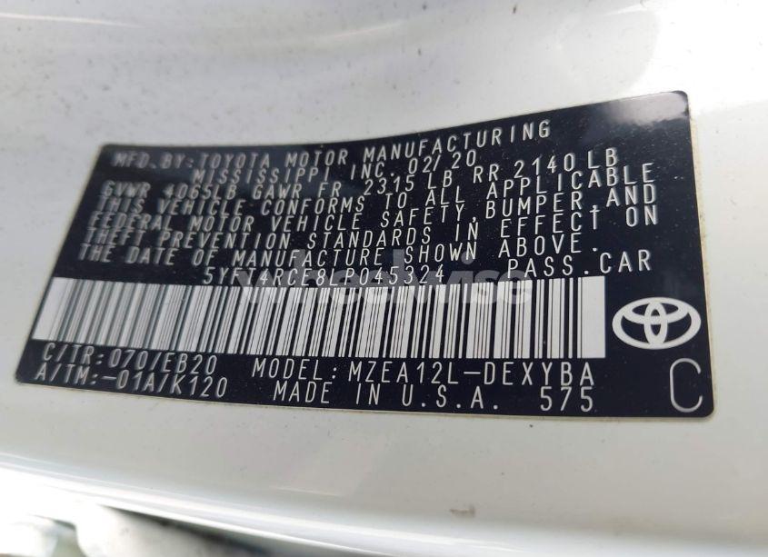 Photo 9 of 2020 Toyota Corolla XSE (VIN 5YFT4RCE8LP045324)