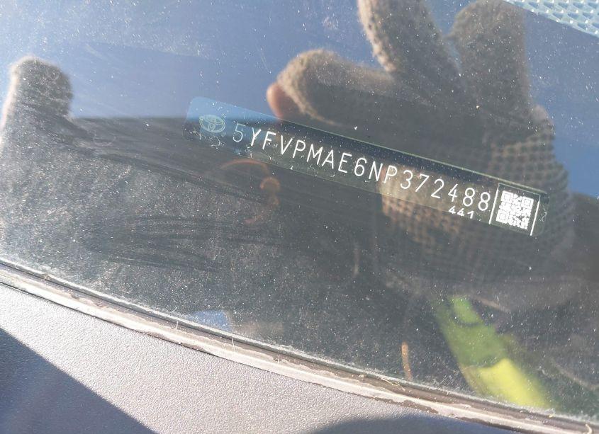 Photo 9 of 2022 Toyota Corolla LE (VIN 5YFVPMAE6NP372488)