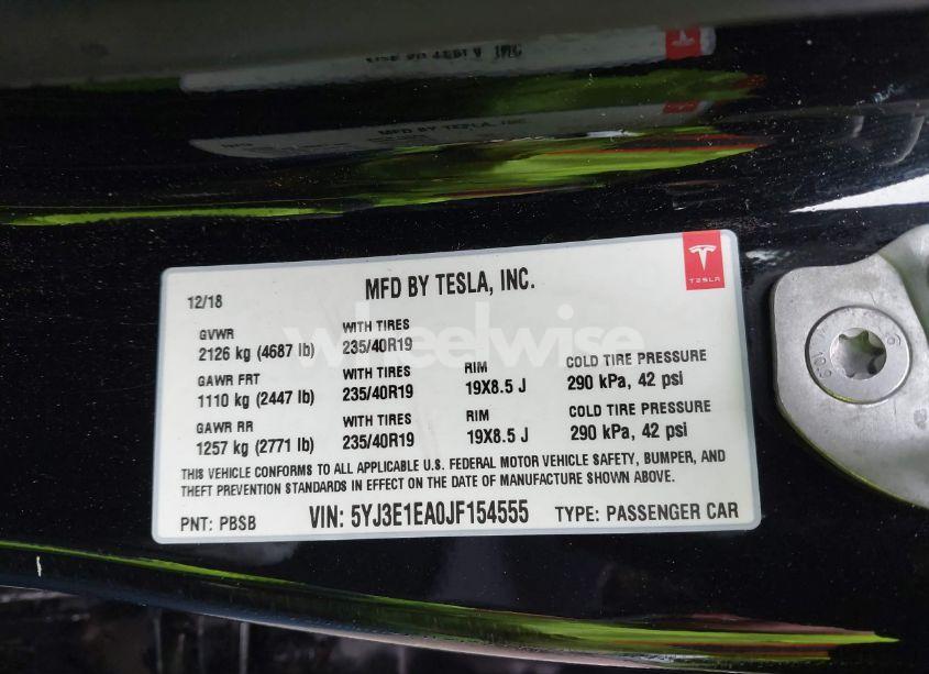 Photo 9 of 2018 Tesla Model 3 LONG RANGE/MID RANGE (VIN 5YJ3E1EA0JF154555)