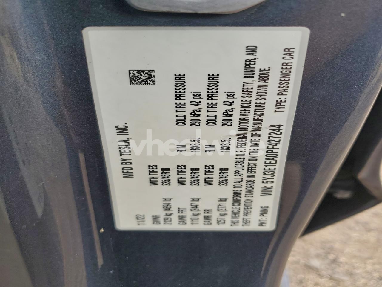 Photo 12 of 2023 TESLA MODEL 3 (VIN 5YJ3E1EA0PF427244)