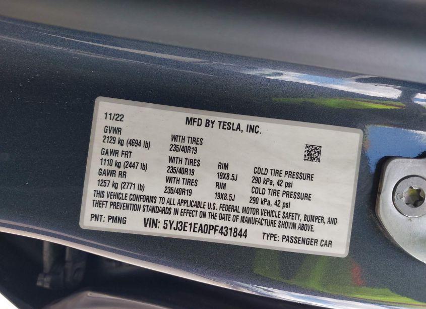 Photo 9 of 2023 Tesla Model 3 REAR-WHEEL DRIVE (VIN 5YJ3E1EA0PF431844)