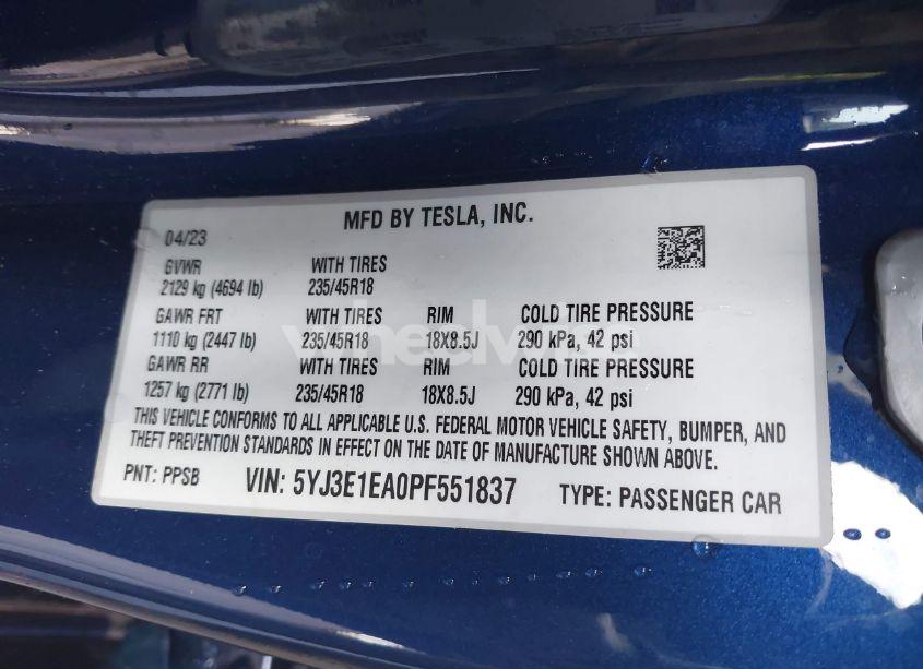 Photo 9 of 2023 Tesla Model 3 (VIN 5YJ3E1EA0PF551837)